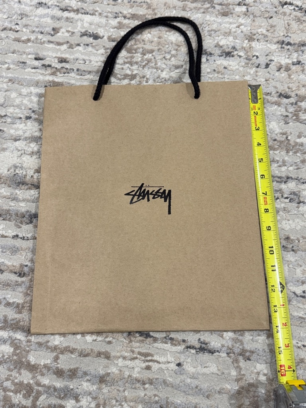 Stussy Brown paper Gift Bag with Black Logo and Handles
